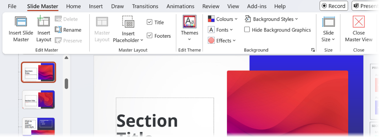 Slide Master feature in PowerPoint