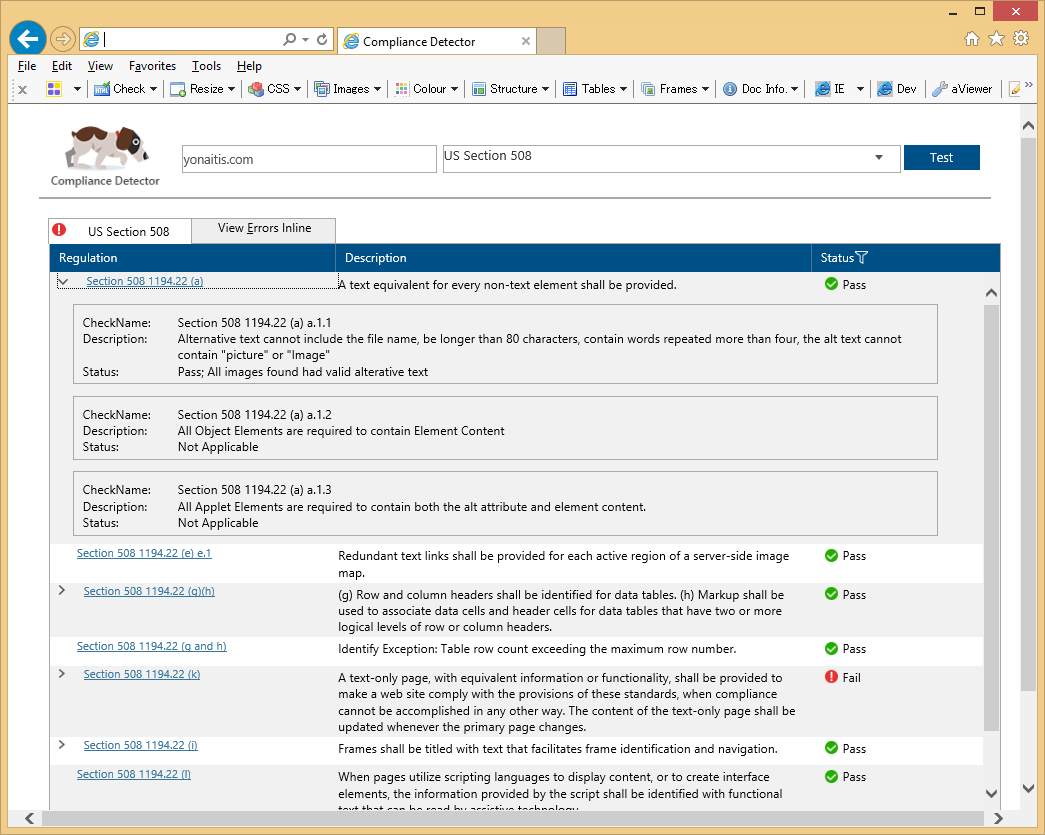 Compliance Detector Report Screenshot