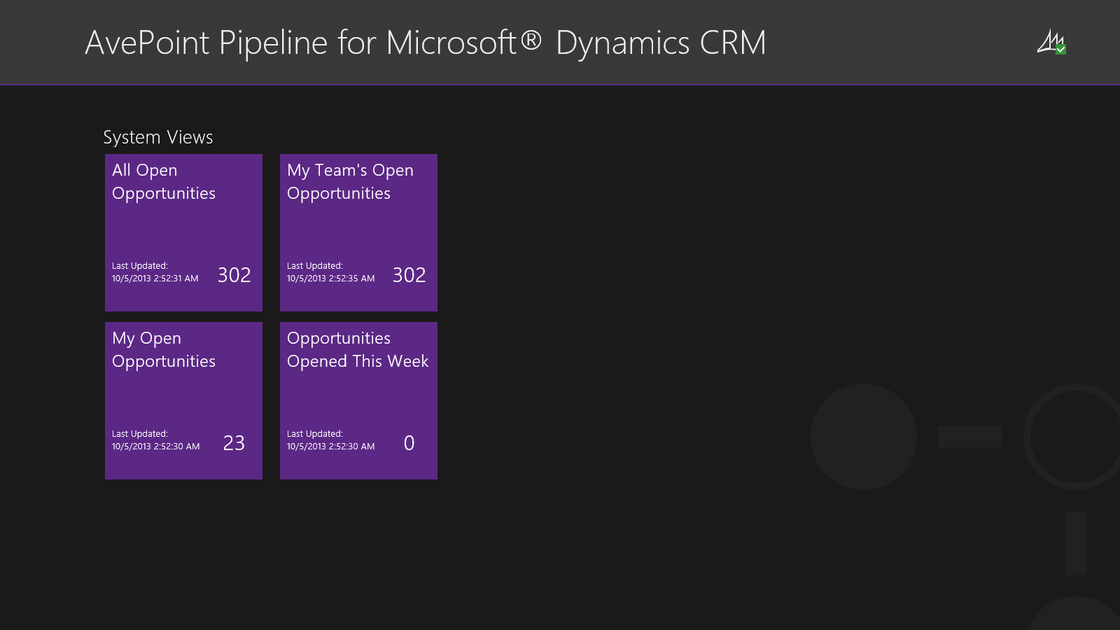 Figure 3: AvePoint Pipeline Enterprise allows users to access any existing views in their Dynamics CRM environment.