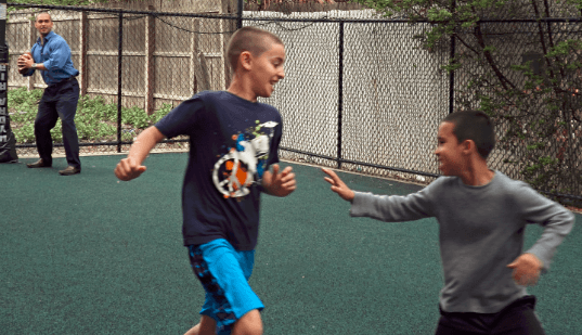 The center's backyard playground