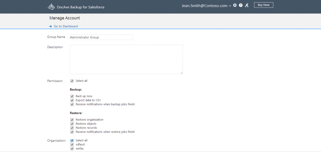 Security trimming in DocAve Backup for Salesforce.