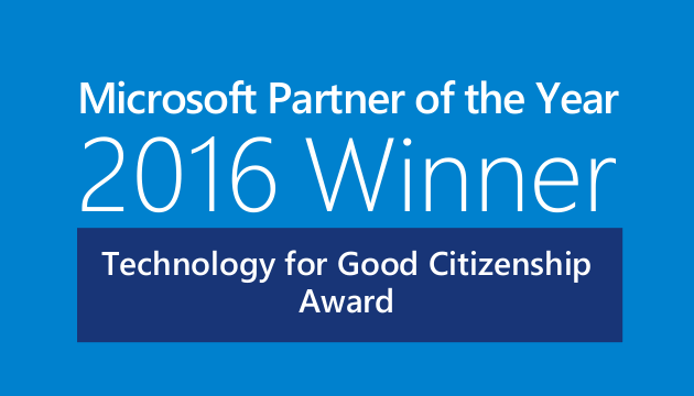 microsoft partner of the year 2016 winner technology for good citizenship award