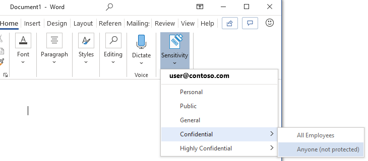Adding a sensitivity label to content in Office 365