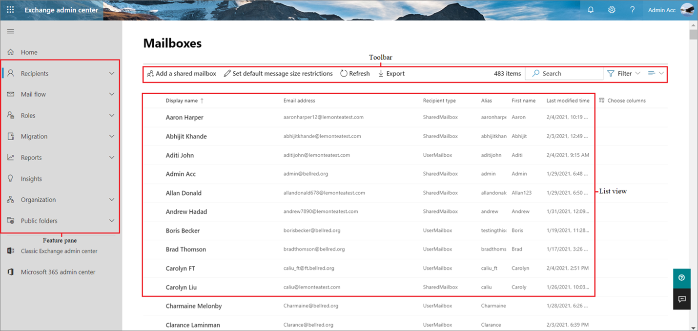 exchange server admin center