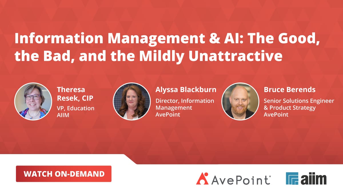 Information Management and AI - CTA to Free AvePoint Webinar - with speakers