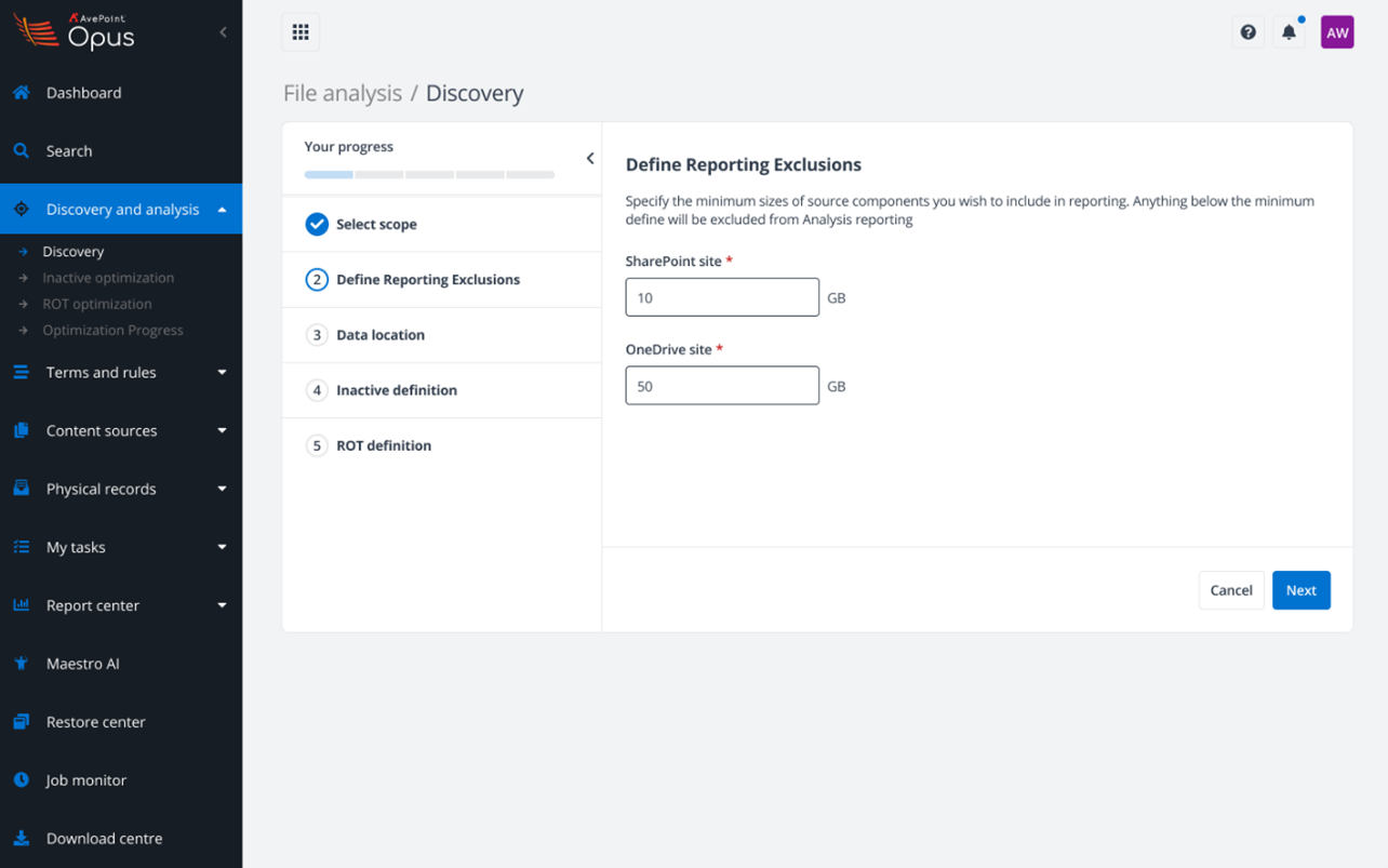 New discovery step to define reporting exclusions