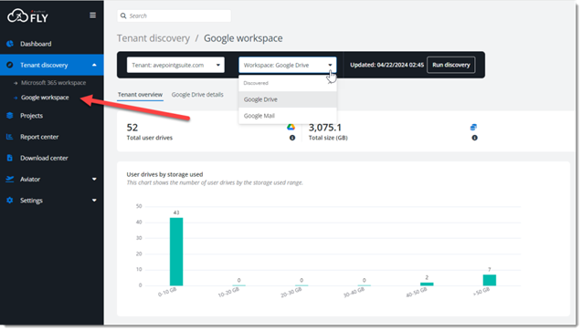 Tenant discovery for Google Workspace migration