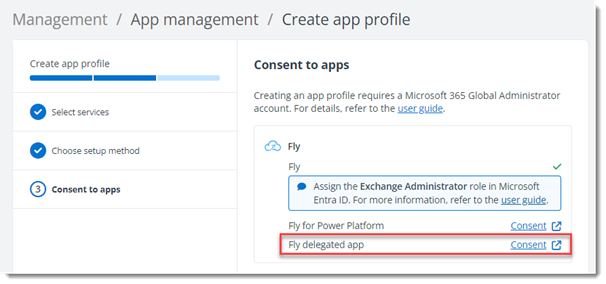 Fly Delegated app profile with MFA support