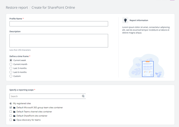 Create a restore report to streamline the recovery process for SharePoint Online and OneDrive