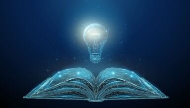 Abstract low poly open book with light bulb vector id1264695335
