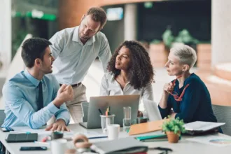 Group of entrepreneurs talking on a meeting picture id1256522124