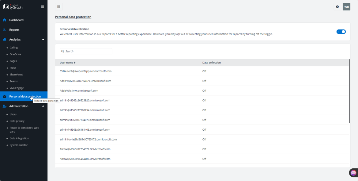 Configure personal data protection settings