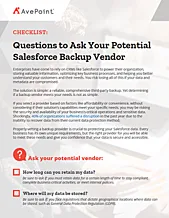 Checklist: Questions to Ask Your Potential Salesforce Backup Vendor