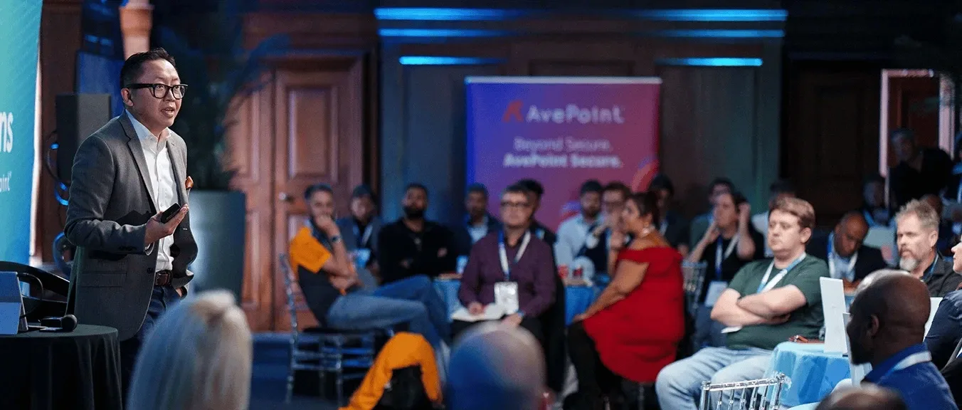 Dux Raymond Sy presenting at Microsoft Ignite on AI data protection