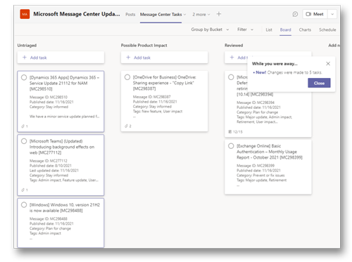 Sync with Message Center updates