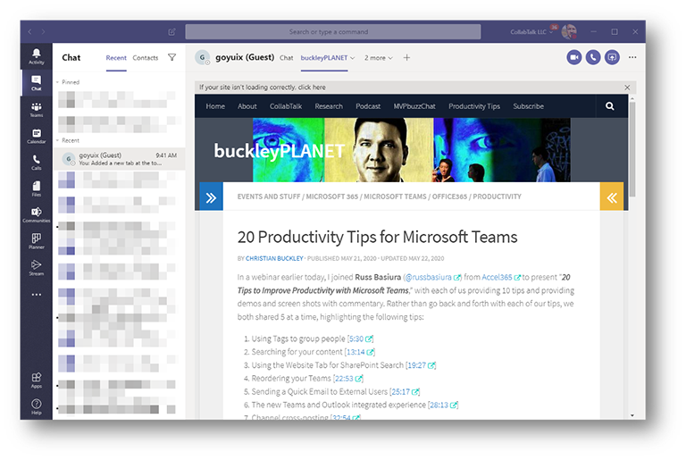 Create Tabs in Chats